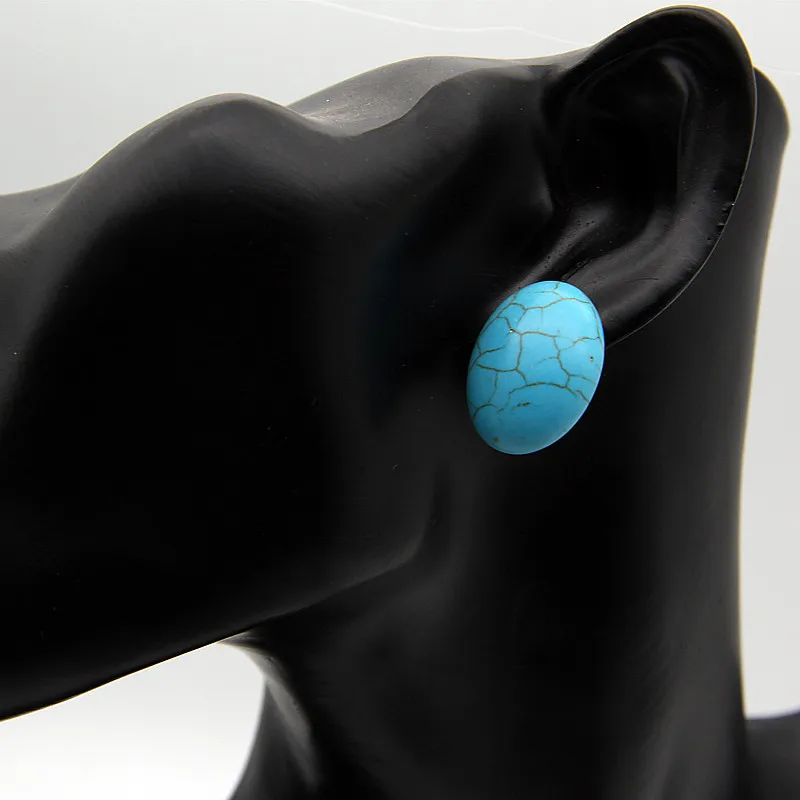 Новые модные геометрические серьги-гвоздики с натуральным каллаитовым камнем для женщин, синие/белые круглые бусины Howlite, Женская Сережка-гвоздик, ювелирные изделия