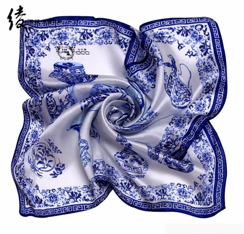 LING / фарфор печать площади шелковый шарф женский ladies scarf，женщина любимая сатинировки ожерелье шелковые платок бандана прямых продаж 53* 53 см#1064 - Цвет: 503101