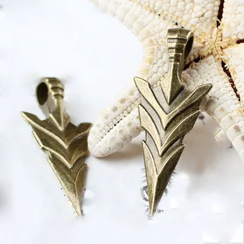 

High Quality 30 Pieces/Lot 19mm*47mm Antique Bronze Plated Arrowhead Arrow Metal Diy Charms