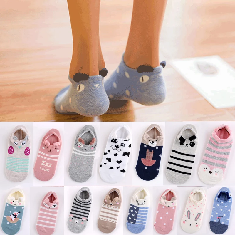 

Fashion 1 Pair Cute Girls Socks 3D Ear Cartoon Animal Zoo Cotton Soft Sox Creative Kawaii Jumbo Socks