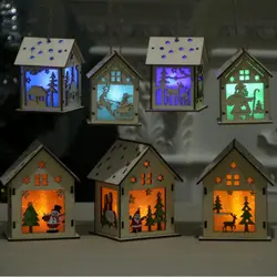 Фестиваль светодио дный светодиодный свет деревянный дом Рождественская елка украшения для дома подвесные украшения окно праздник