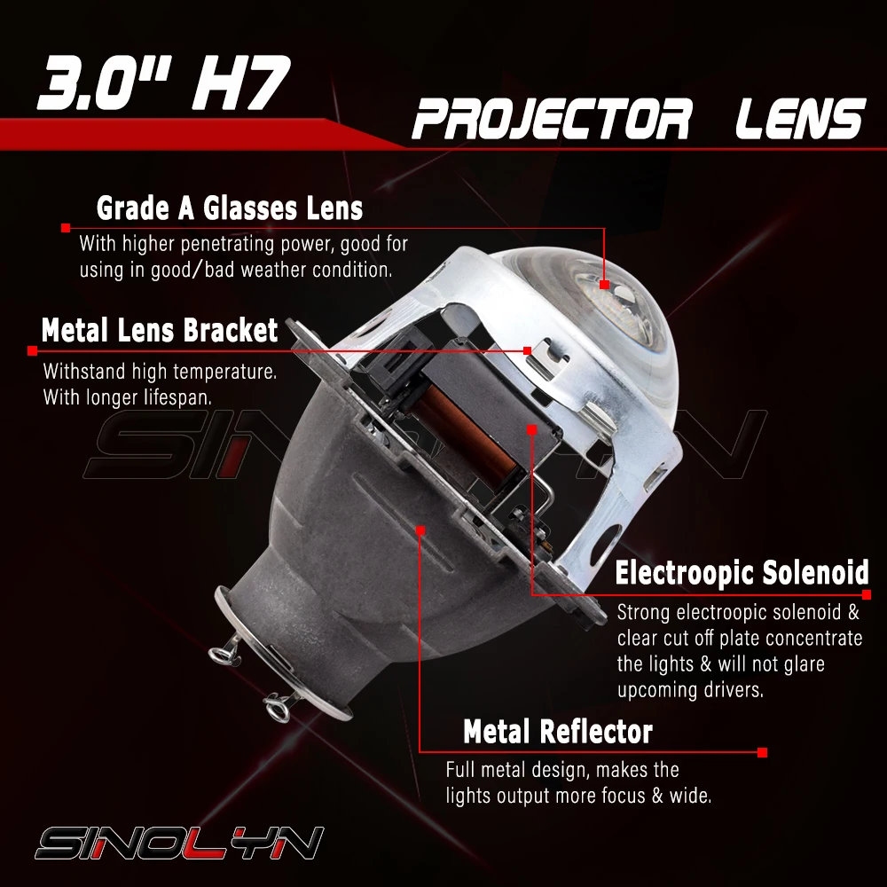 SINOLYN 3.0 ''Q5 H7 D2S HID زينون/هالوجين/الصمام العلوي ثنائية جهاز عرض مزود بإضاءة زينون عدسة LHD RHD ل سيارة التصميم كشافات ضبط التحديثية