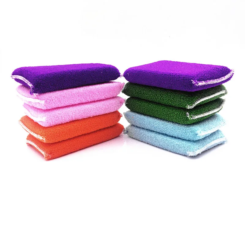 4PCS Magic Sponge with Wipe Clean Bamboo Fiber Cloth Non Stick Oil
