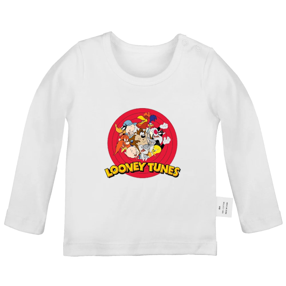 Забавные футболки для новорожденных с рисунком из мультфильма Angry Taz Mania, надменная утка, однотонные футболки с длинными рукавами для малышей - Цвет: JaBabyYW1340C