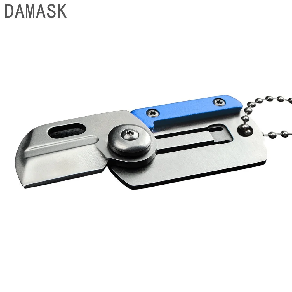 DAMASK Mini Pocket Keychain Knife Stainless Steel Dog Tag Knife Portable Outdoor Camping Knife