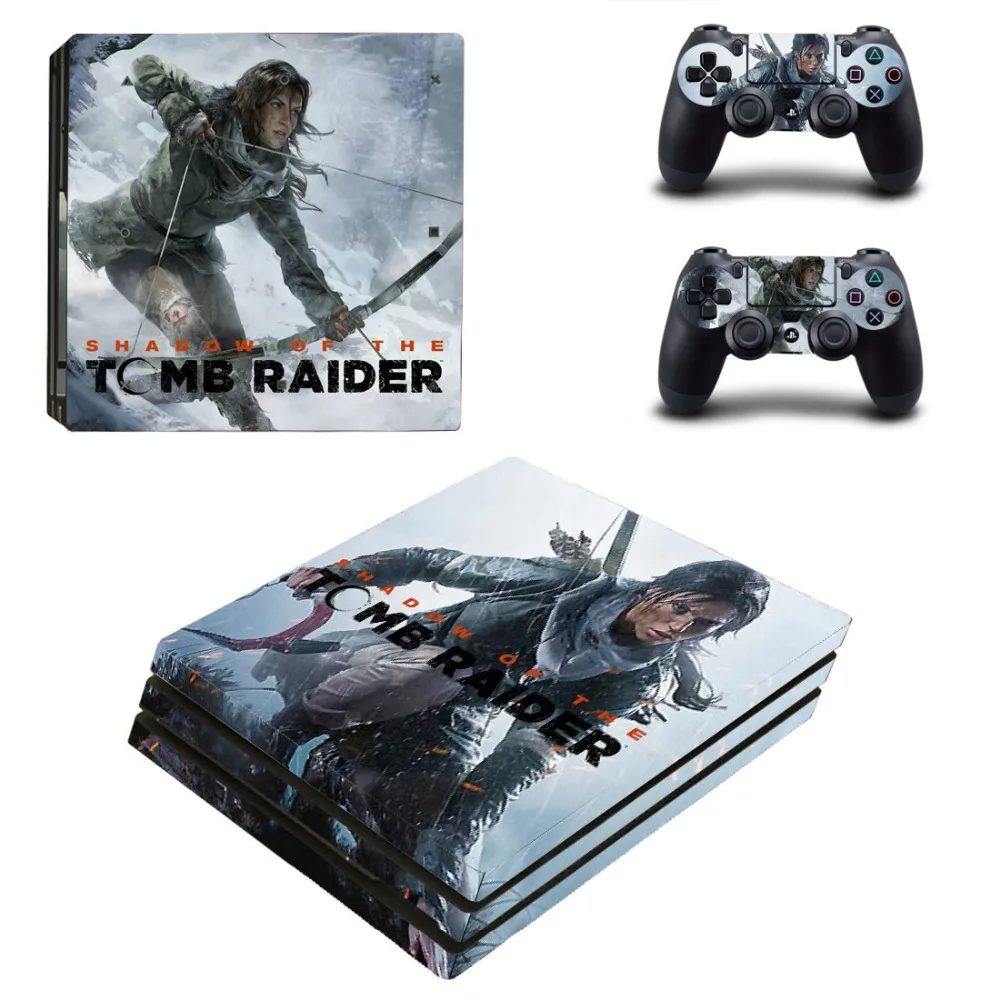 Виниловая наклейка Shadow of The Tomb Raider PS4 Pro для консоли Sony Playstation 4 и 2 контроллера