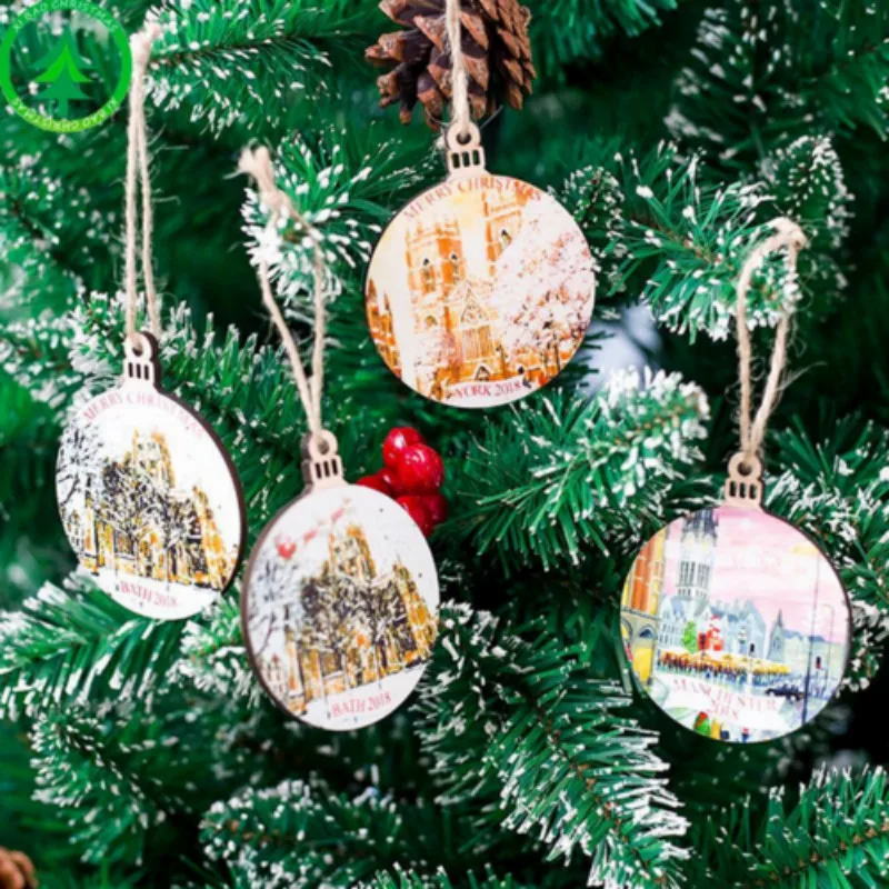 

1Pcs Christmas Decorations Wooden Ornament Xmas Tree Hanging Tags Pendant Decor