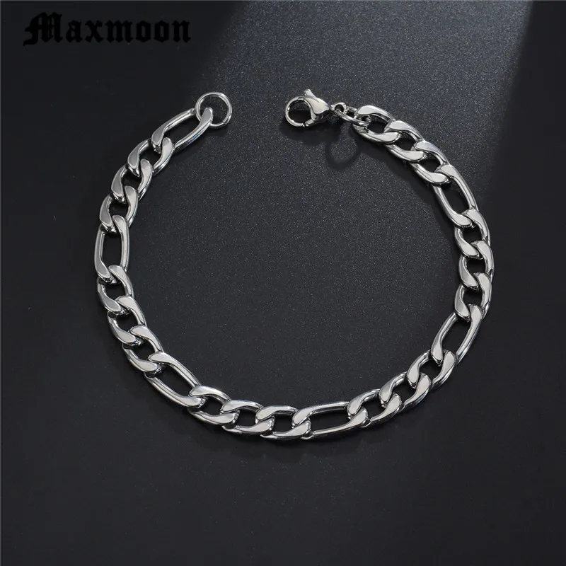 Maxmoon браслеты для мужчин и женщин 3/5/7/9/11 мм Серебряный цвет нержавеющая сталь