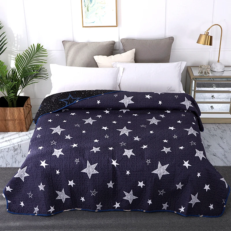 

Summer Double layer Bedspread Starry Sky Printed Quilts Quilted Coverlet Duvets Thin Air-conditioned Comforter Blanket 1pc #sw