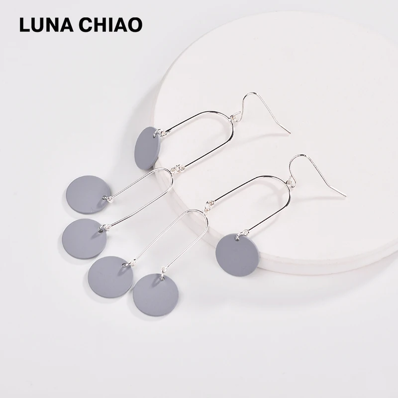 

LUNA CHIAO Fashion Geometric Cooper Wire Discs Drop Earrings for Women Statement Earrings