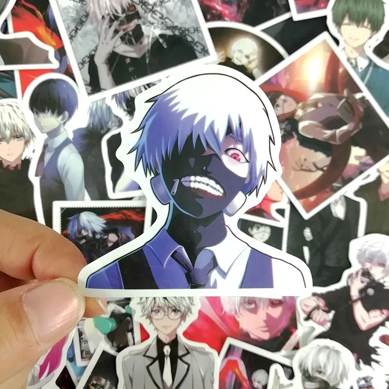 50 шт./компл. японского анимэ Tokyo Ghoul, Стикеры для мотоцикла Чемодан ноутбука скейтборд стайлинга автомобилей ПВХ Водонепроницаемый игрушка Стикеры