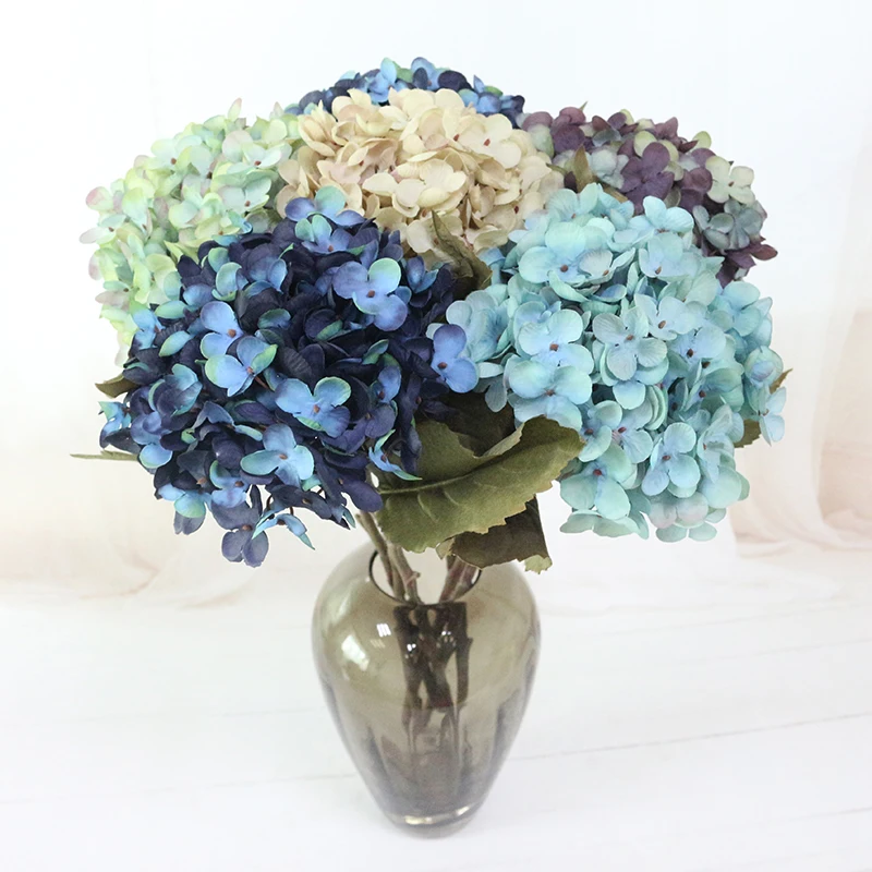 Artificial Hydrangea Silk Flower 1 big flowerBouquet Fleur Artificielle Flores Arrange Table Wedding Home Decor Party accessory (4)