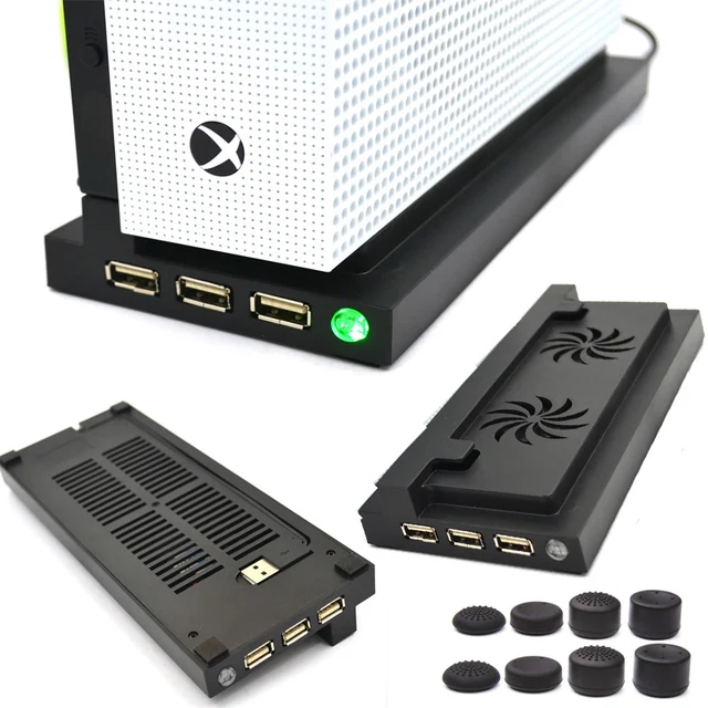 Best Price Cooling Fan Vertical Stand Base Holder Cooler 2 fans,1 USB,2 HUB For Xbox one Slim X-one S Console External Temperature Control