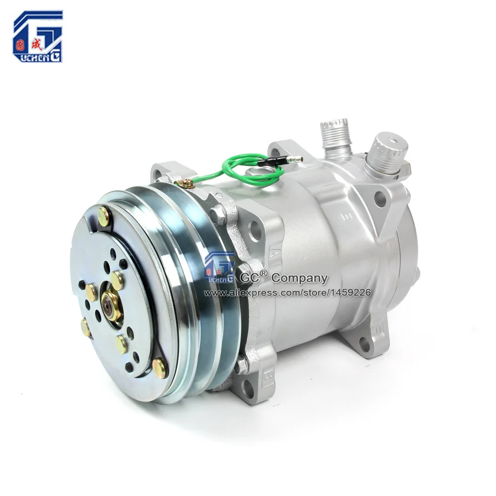 US $64.27 Sanden 508 Sd508 5h14 Compressor 12v 24v 2 Groove V Blet Pulley Tractor Excavator Heavy Duty Truck Air Conditioning Universal