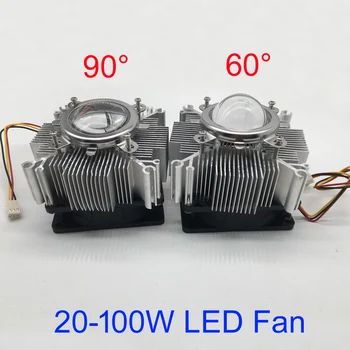 

100W LED Aluminium Heat Sink Cooling Fan+60° 90° 120°44mm Lens + Reflector Brack