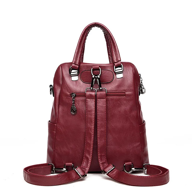Женский многофункциональный рюкзак, кожаная сумка на плечо с кисточкой, Большая вместительная женская школьная сумка на молнии, дорожная сумка для девочек Mochila