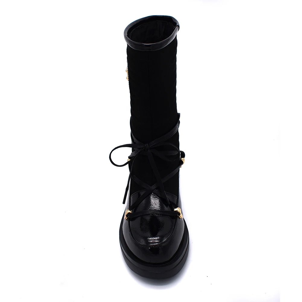 Botte Chaussures De 35 red Mode Au D'hiver Fur With Bottes Fur 40 Femmes Grande Dropship Doratasia black mollet Black Wine Neige 2018 Femme red Taille Garder Chaud Mi Wine FwtxaYP8q