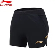 Li-Ning, женские шорты для настольного тенниса, обычная посадка, 92% полиэстер, 8% спандекс, подкладка, дышащие спортивные шорты, AAPN054, CJAS18