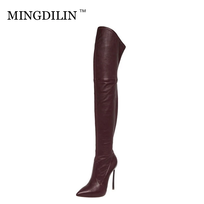 

MINGDILIN Fashion Sexy Women's Over The Knee Boots Woman Knee High Boots Woman Plus Size 33 43 Winter Thigh High Boots Fashion