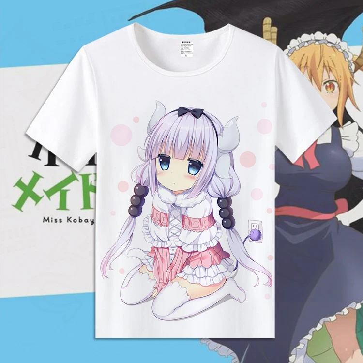 Хлопковая футболка Kobayashi san Chi no Maid Dragon Kanna мужские Студенческие топы из