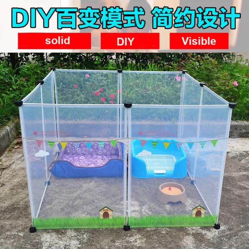 

NEW Transparent pen pet dog pen pet pen DIY free combination animal cat crate cave multi-functional sleeping dog playing kennel