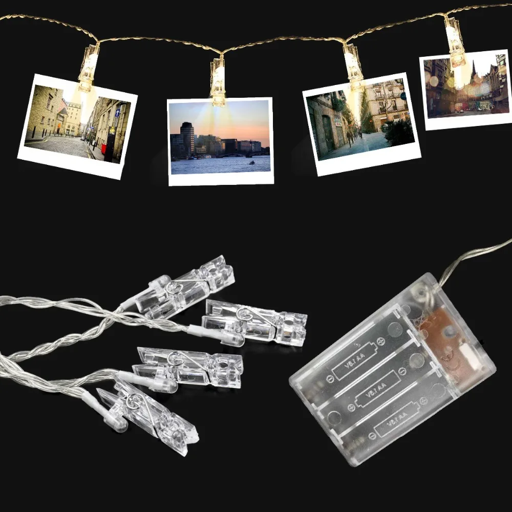 Battery Powered 20 LED Photo Picture Clip String Light Twinkle Fairy
