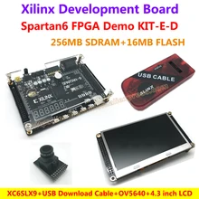 FPGA демонстрационная плата Xilinx Spartan6 XC6SLX9(256M SDRAM)+ OV5640 модуль камеры+ USB кабель загрузки+ 4,3 дюймовый ЖК-дисплей модуль = KIT-E-D