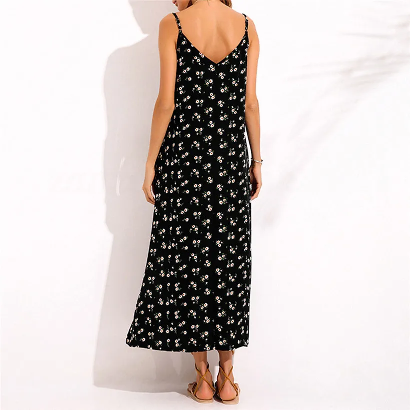 Женщины; Лето; в стиле бохо Макси длинное платье Вечерние пляжные платья Сарафан цветочные Холтер платье летнее платье#1