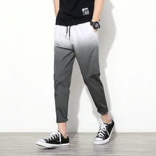 Summer! летние мужские градиентные цвета длина голеностопного сустава брюки плюс размер узкие брюки