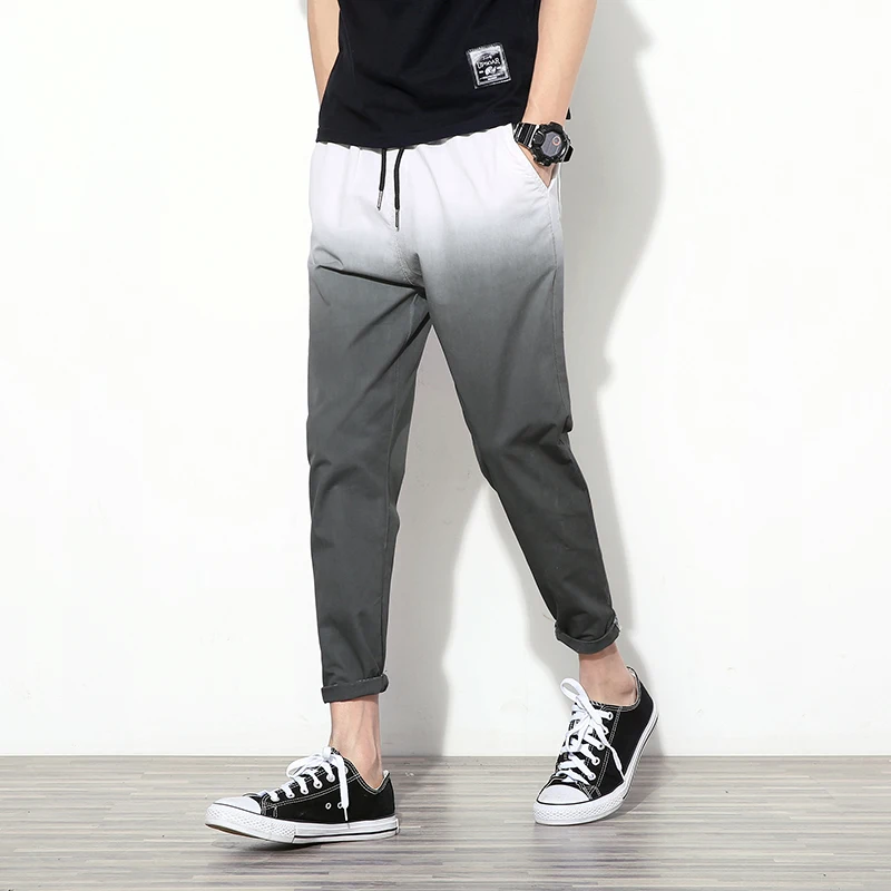 

M-5XL!!Summer male gradient color ankle length casual pants plus size slim skinny pants