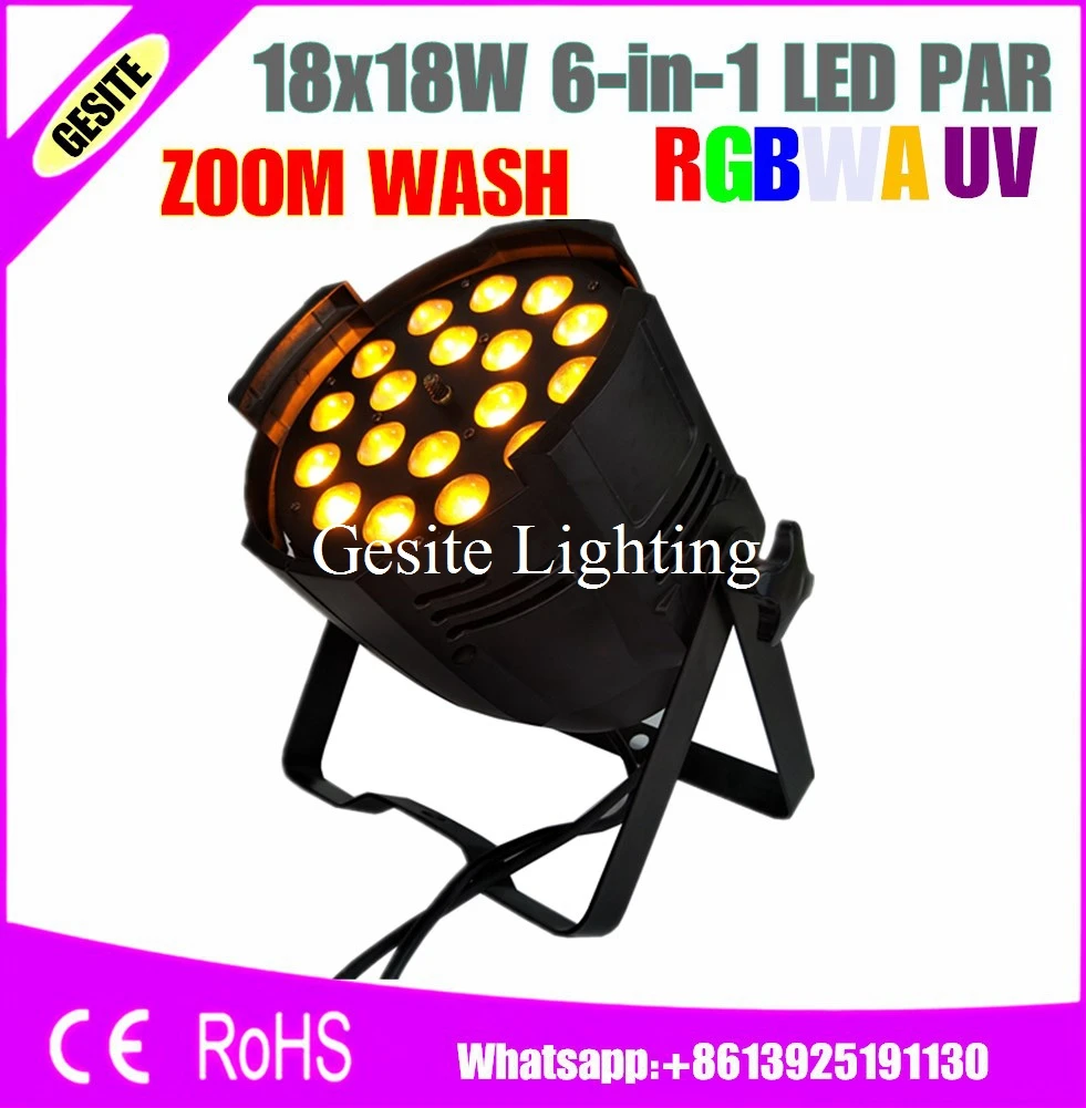 2 шт./лот светодиодный водонепроницаемый 18x18 Вт rgbwa uv dmx par ip65 18 шт. led zoom light 6 в 1 indoor