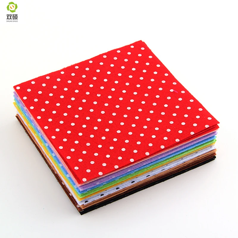 Print Polka Dot Polyester Felt Fabric 1mm Thickness 15x15cm 10Colors N-10S2 DIY Handmade Sewing Home Decor Material