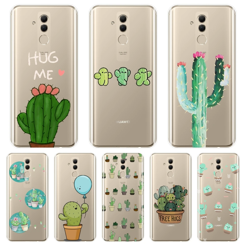 

TPU Phone Case For Huawei Mate 9 10 20 Lite Soft Silicone Cactus Floral Green Plants Back Cover For Huawei Mate 7 8 9 10 20 Pro