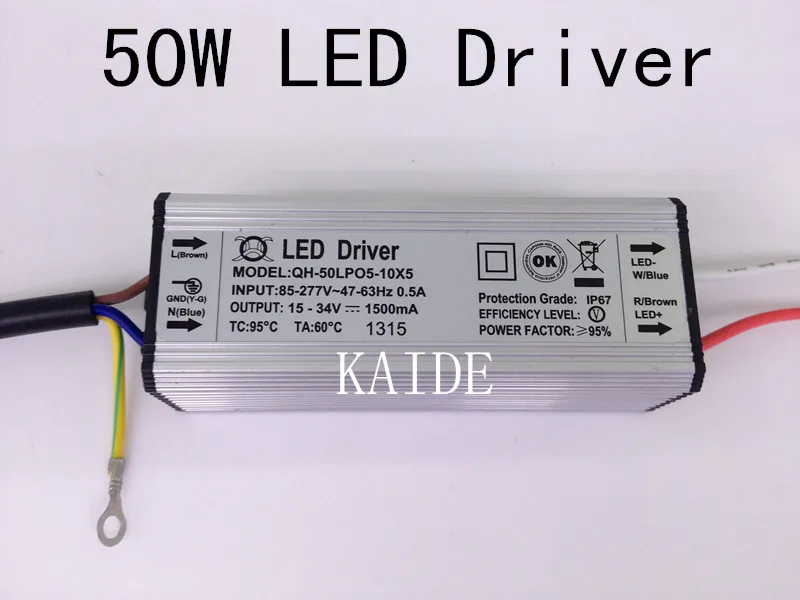 

2pieces 50w led driver led power supply,AC85-277v output 15-34v 1500ma PF>0.95 IP67 waterproof transformer