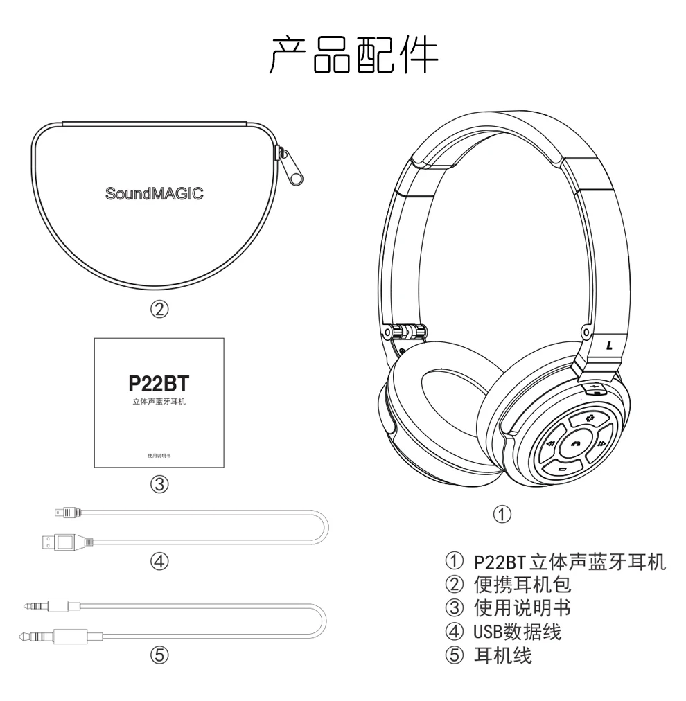 Новые SoundMAGIC P22BT стерео Bluetooth наушники гарнитура телефоны компьютер универсальный белый или черный