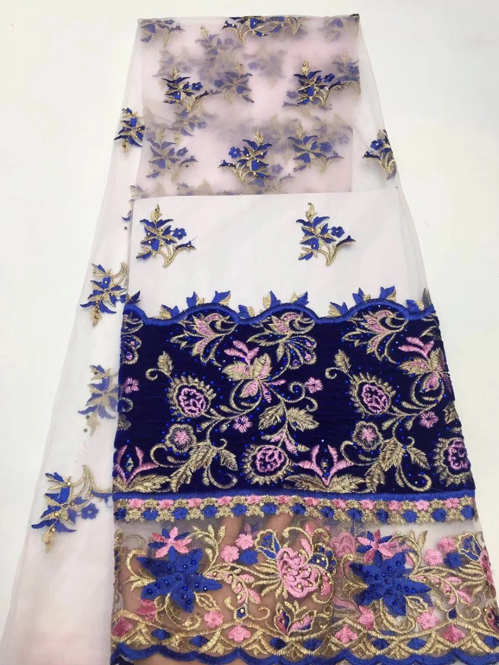 

French lace fabric 5yds/pce dhl blue stones velvet fabrics women luxury gorgeous event lagos party nigerian wedding dress 2019