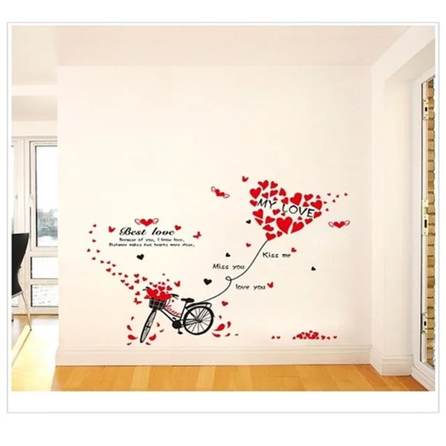 for living room room decor bicycle love wall stickers removable