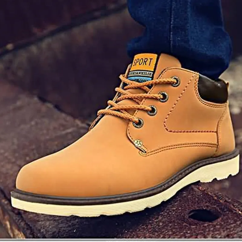 2016 hombres calientes de moda para hombre otoño invierno botas de piel de  cuero para hombre Casual hi Top tenis zapatos ligeros lienzo _ - AliExpress  Mobile