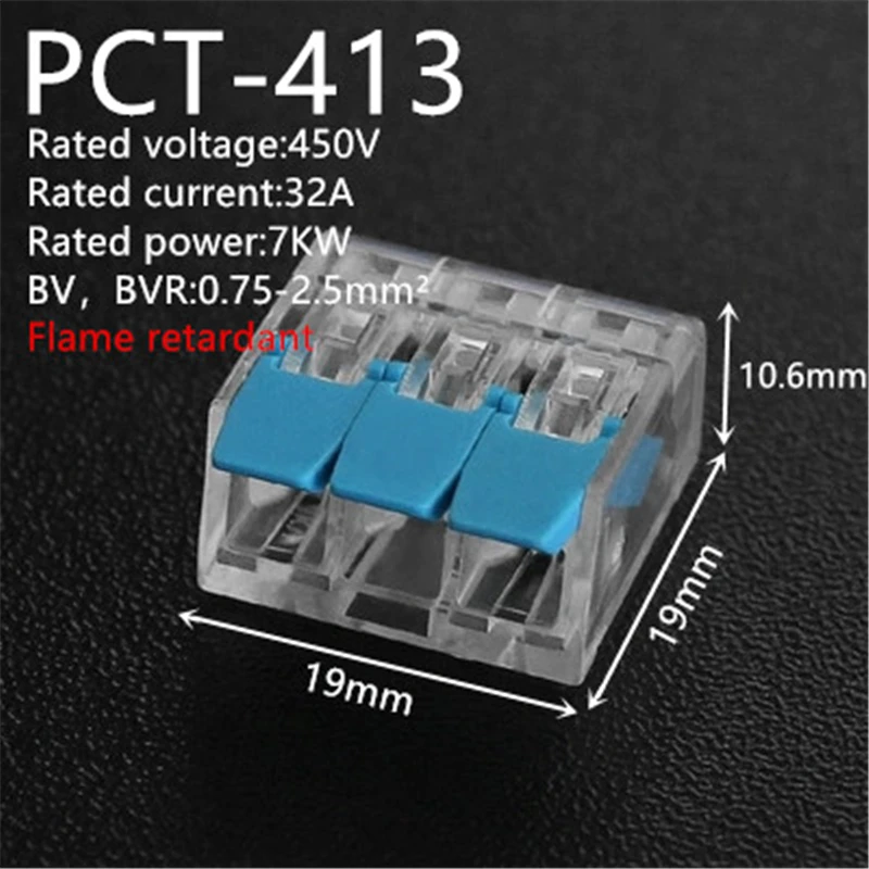 

30/50/100PCS Replace WAGO PCT-413 Mini Fast Wire Connectors Universal Compact Wiring Connector push-in Conductor Terminal Block