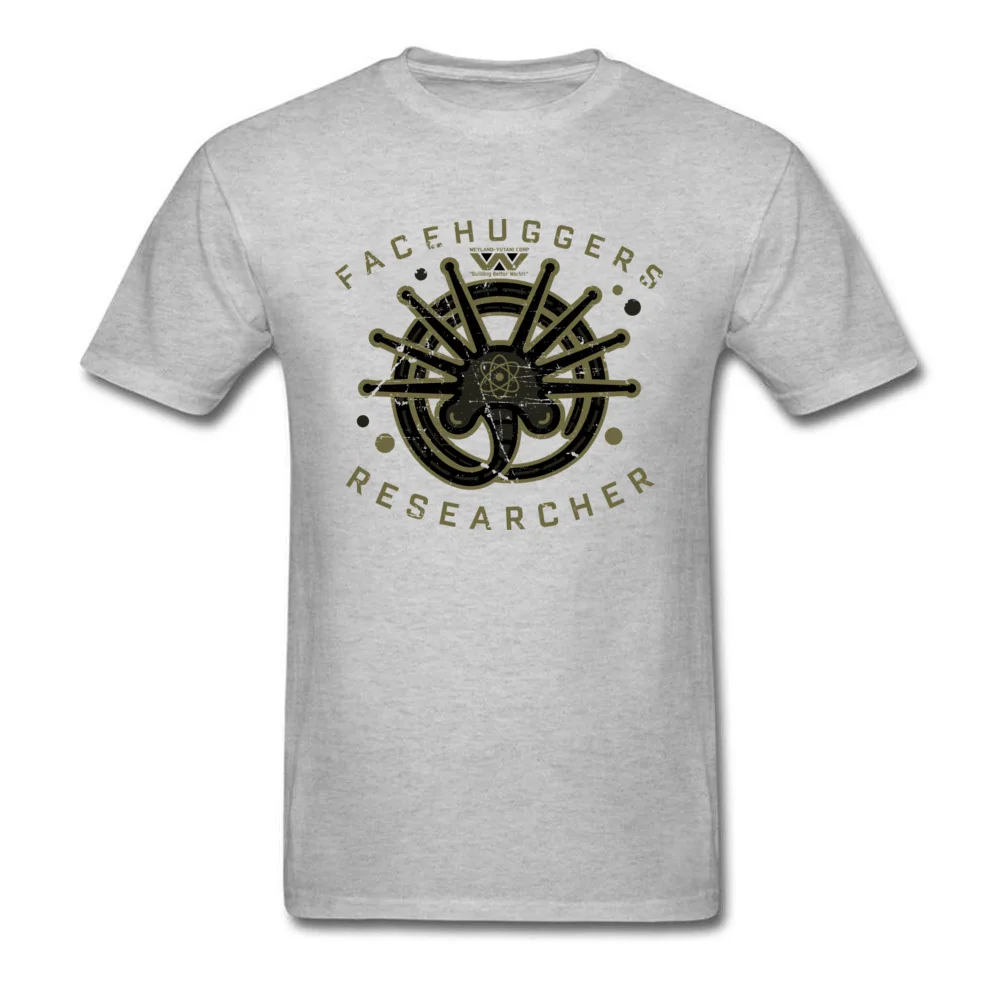 Custom Facehuggers Researcher O Neck T Shirts Summer Autumn Tees Short Sleeve for Men Latest 100% Cotton Normal T-Shirt Facehuggers Researcher grey