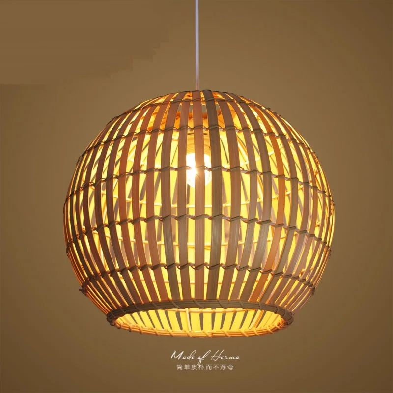Simple bamboo cottage pendant lights creative rattan living room