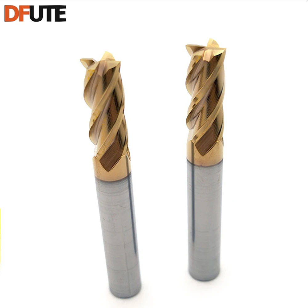 DFUTE 5pcs/set 1mm 3mm Diameter HRC55 Tungsten coating Flat End Mills