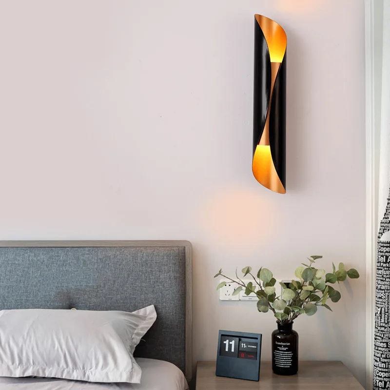 Post Modern Black Gold Wall Lamp Light LED Contemporary Bedside Wall Lights Sconce Wall Mounted for Home Hotel Bedroom Lighting Fixtures (18)