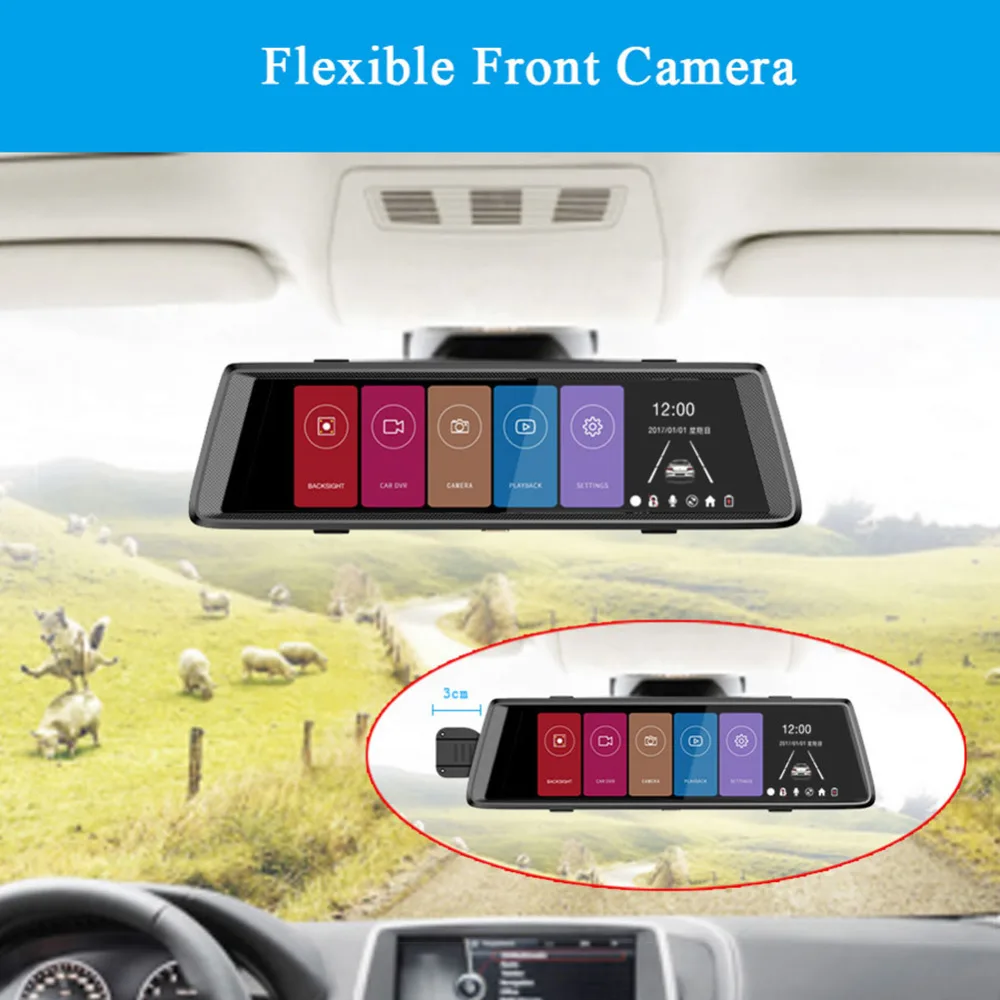 

ALLOYSEED 10" Full Mirror Dual Lens Car DVR Full HD 1080P Auto Rearview Mirror DVR Dash Cam Camera 140 Degree Car Video Recorder