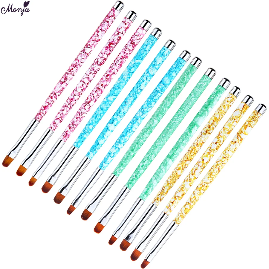 

Monja 3Pcs Marble Pattern Nail Art Acrylic UV Gel Extension Builder Painting Brush Flower Petal Design Drawing Pen Manicure Tool
