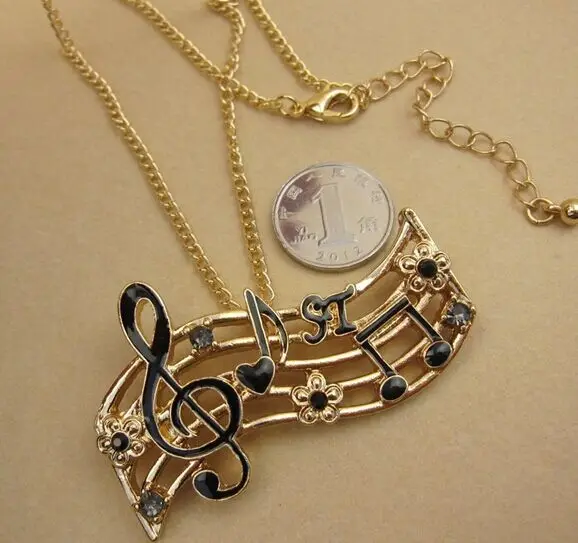 

Kpop vintage steampunk enamel music couple long necklace wholesale free shipping/gros collier femme/colar/collares populares