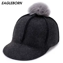 Зимняя женская бейсболка с меховым помпоном, теплые зимние шапки для женщин, с помпонами, с помпонами, Женская ветрозащитная бейсболка