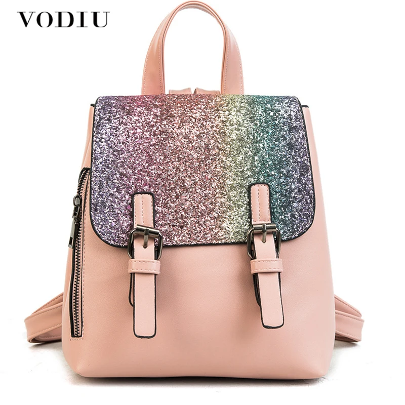 

Girls Backpack Sequins Small Backpack Korean School Bagpack For Girls Sac A Dos Leather Rucksack Mochila Feminina Shoulder Bag
