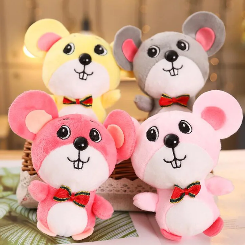 

12CM Soft Plush Mouse Toy Hamster Doll Child Cartoon Animal Mouse Key Chain Bag Pendant Decoration Filled Hamster Toy