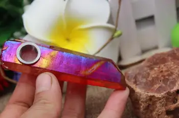 

Specimens of 64 grams of natural quartz crystal red angel aura smoking pipe treatment A2
